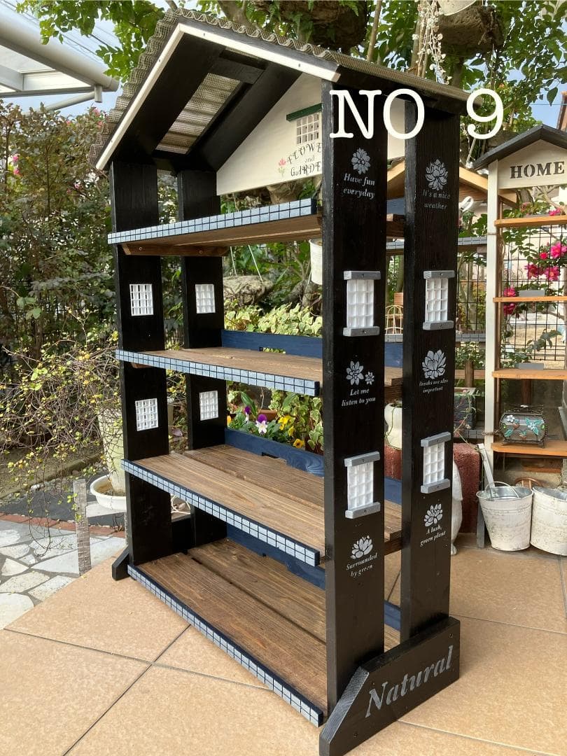 No9 sawa商品　三角屋根の簡単移動棚4段