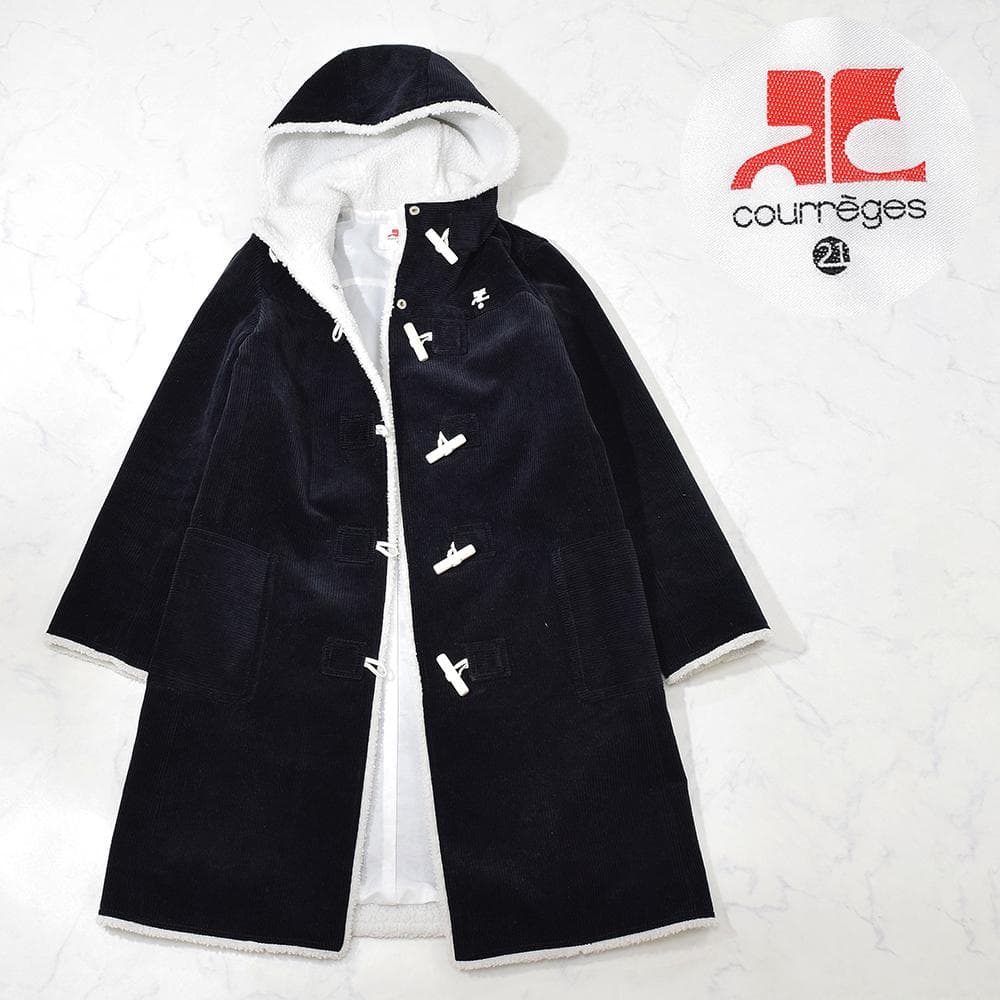 00s y2k クレージュ courreges コーデュロイ ダッフルコート 紺