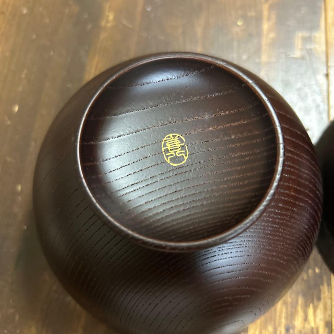 喜八工房 欅溜布張 4.0背高汁椀 3客 山中漆器