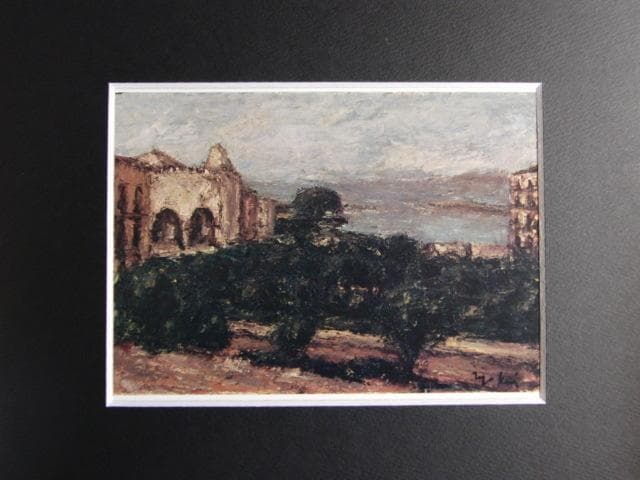 鳥海青児、【アラビア風の家と海】、希少な画集画、新品高級額 額装付、状態良好