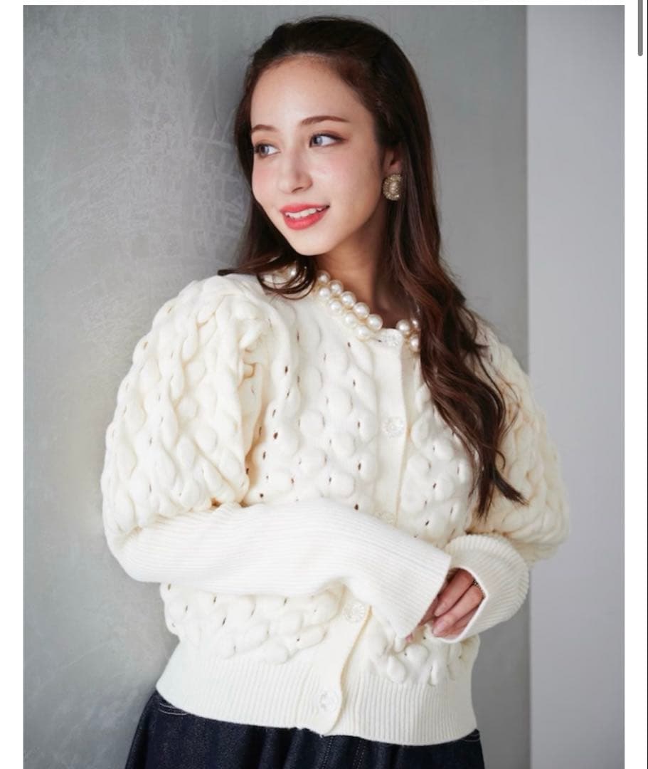 OBLI オブリ　パールカーディガン/ホワイト