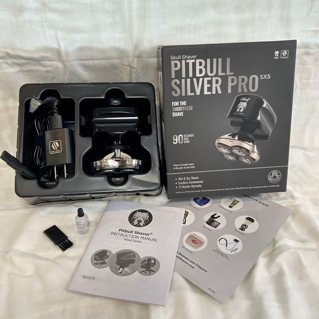脱毛・除毛 Skull Shaver Pitbull Silver Pro SX5 Skull Shaver Pitbull Silver PRO SX5 :Electric Head Shaver for Men