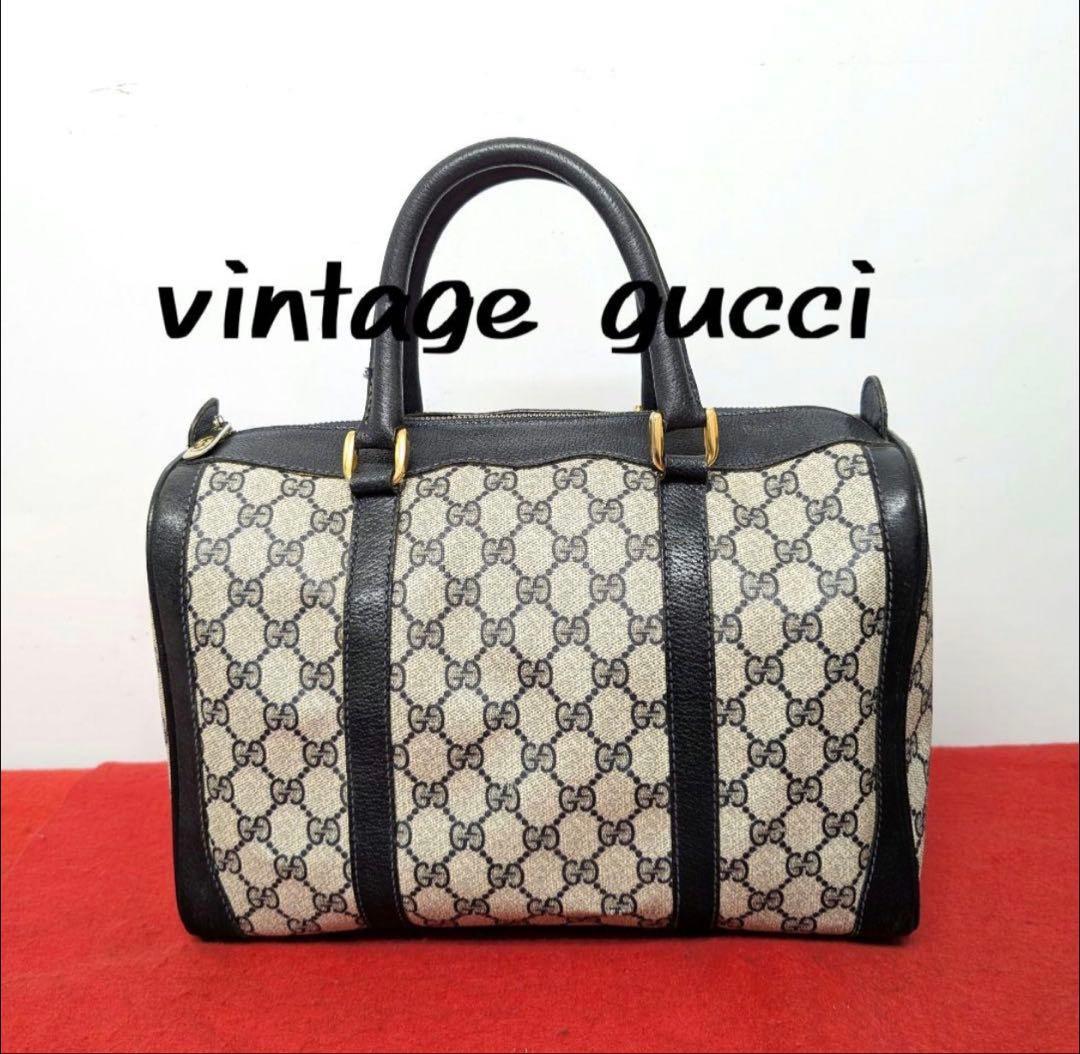 美品 極希少！gucci ハンドバッグ ミニボストンバッグ 廃盤 ネイビー 廃盤