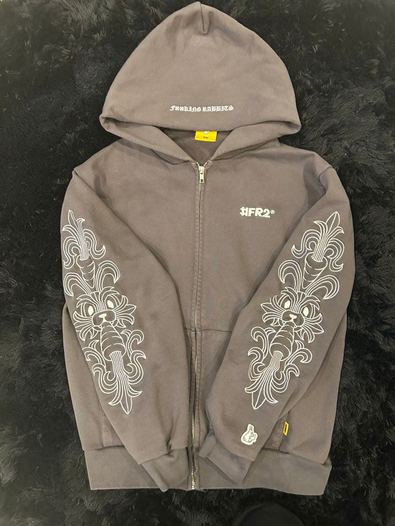 #FR2* グレー フード付きパーカー
