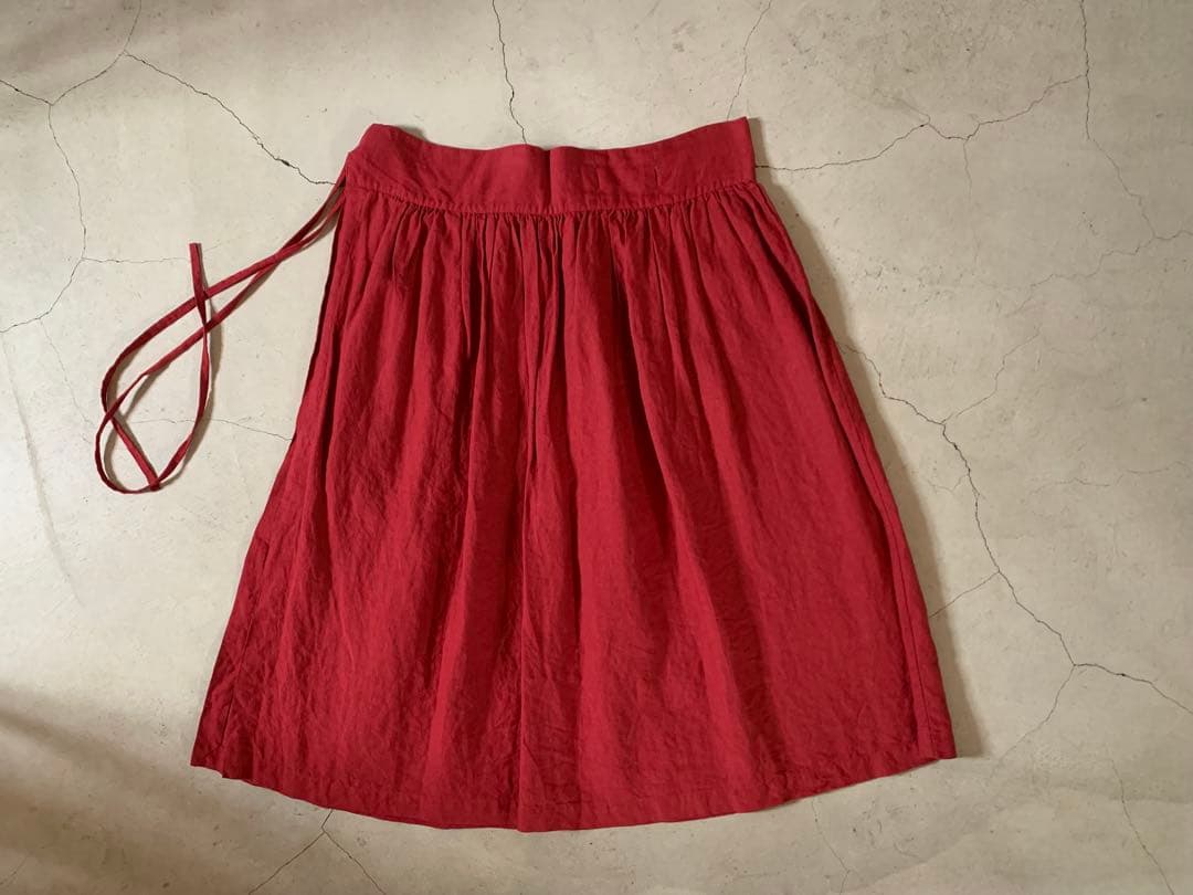 えみおわす　ラップスカート　ラック虫赤　リネン