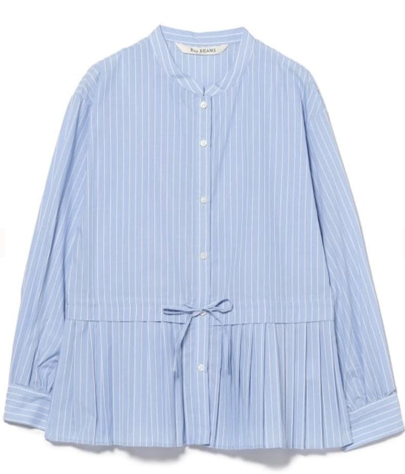 レディース プリーツ キリカエ バンドカラー シャツ Ray BEAMS（レイ ビームス） ブラウス シャツ プリーツ キリカエ