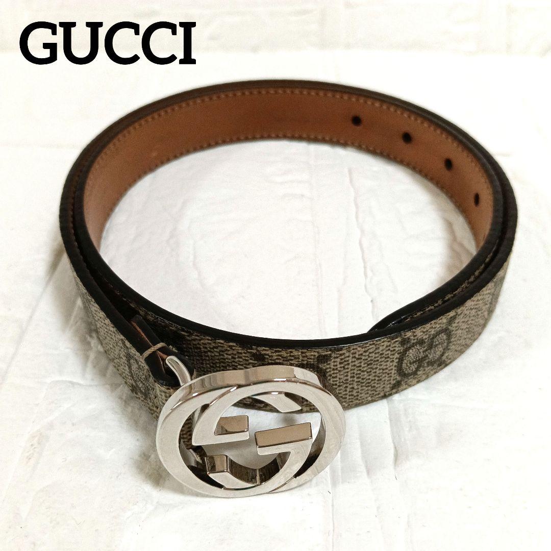 ♦最終♦GUCCIインターロッキングGバックルベルト GGスプリーム チルドレン GG 新品同様 グッチ インターロッキングG バックル付き ベルト 774153