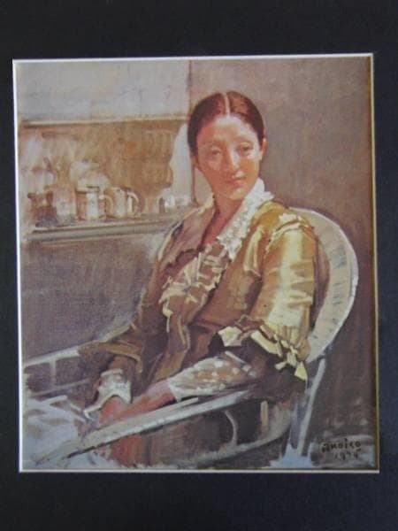 小磯良平、コスチューム、超希少額装用画、新品額装付