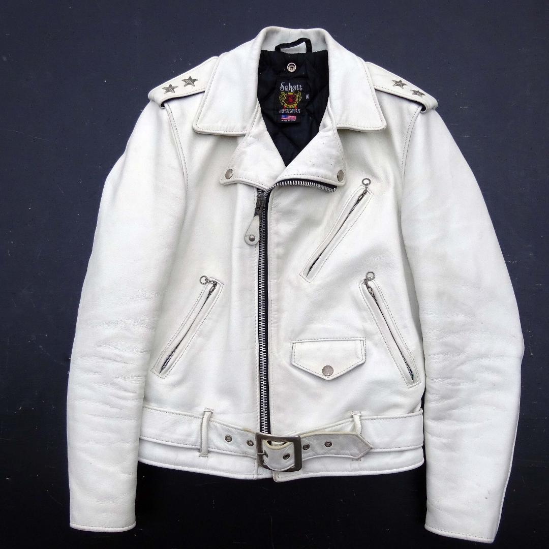 (白)Schott 613US ショット ワンスター ダブル ライダース36