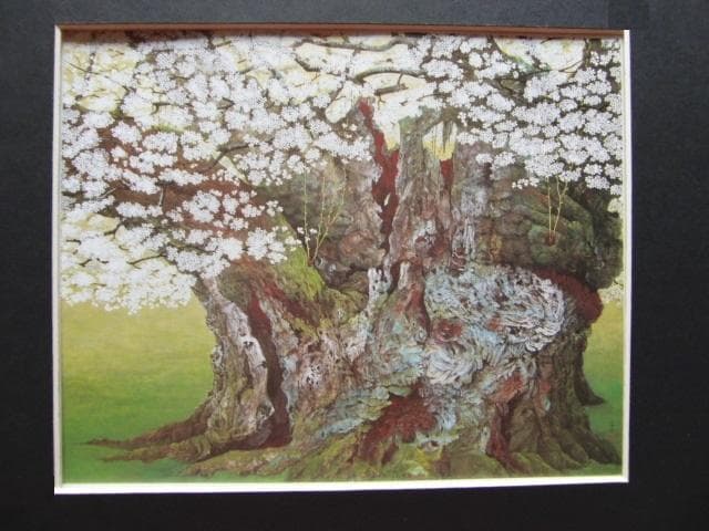 中原信子、【淡墨桜・樹魂】、希少な額装用画集より、美品、新品額装付