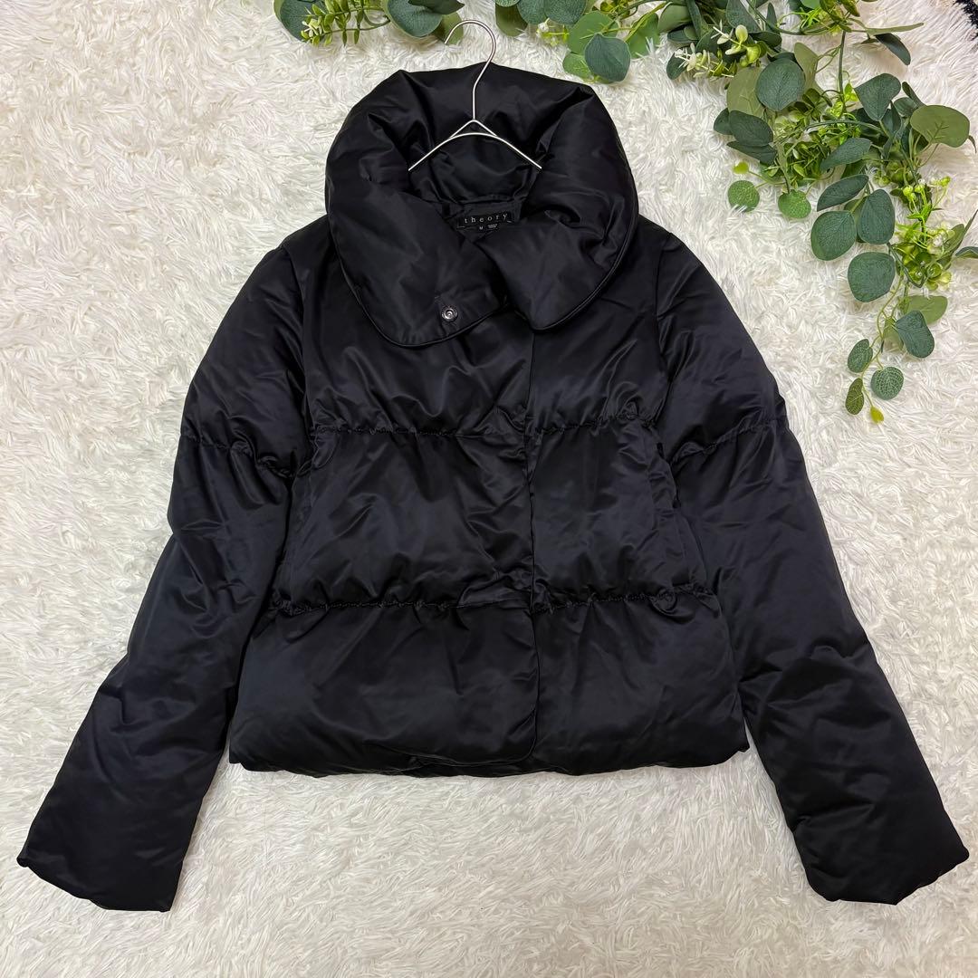 美品セオリー 2WAY ショート ダウンジャケット スタンドカラーダーク