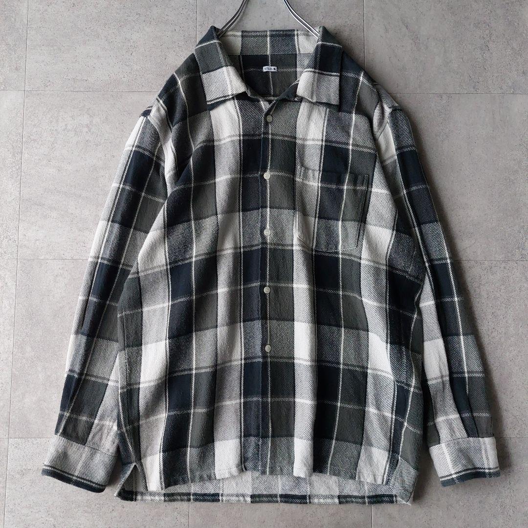 SEQUEL シークエル オープンカラー ネルシャツ XL チェック