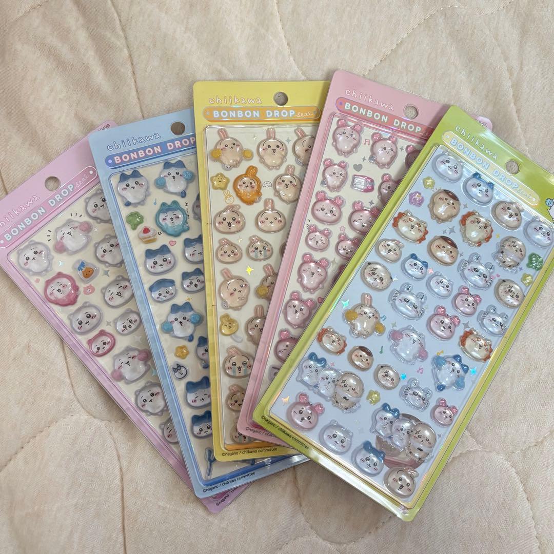 ［国内正規品］ちいかわ　ボンボンドロップシール　５点セット サンスター文具 正規品 ちいかわ シール モモンガ ボンボンドロップ