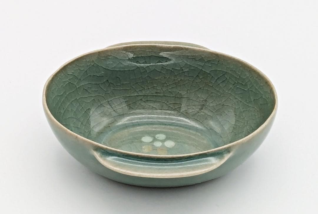 ☆柳海剛 高麗青磁【曲水之宴酒盃】共箱共布付き】35年程前存命中の