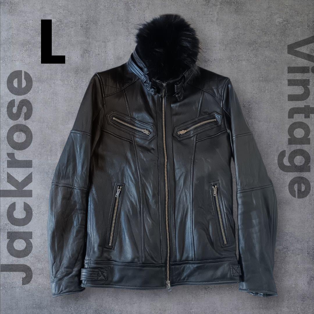 美品✦Jackrose ジャックローズ ファー付　ラクーン ライダース 黒