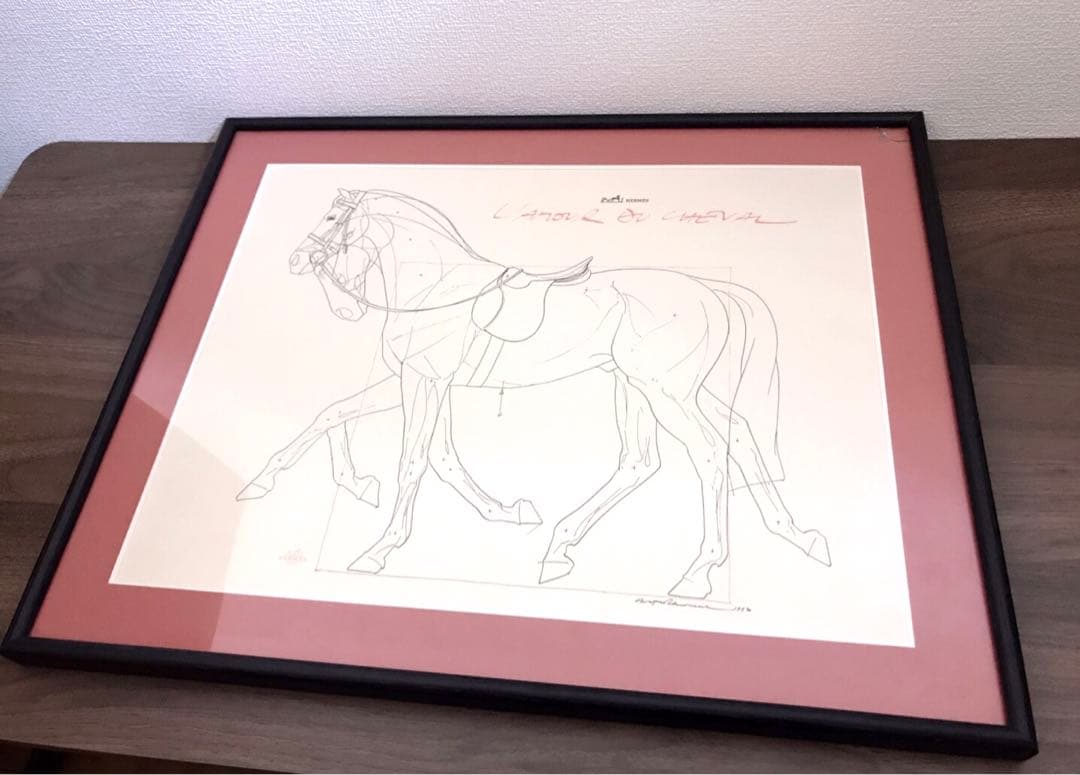 希少レア】 エルメス 馬 絵画 デッサンアート 美術 ヴィンテージ