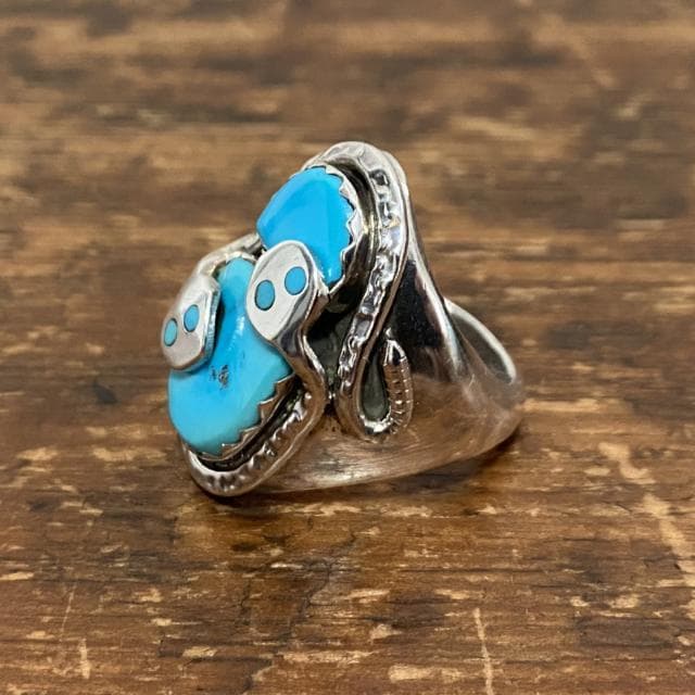 キムタク同型 ZUNI族 エフィー カラバサ ターコイズ スネーク リング
