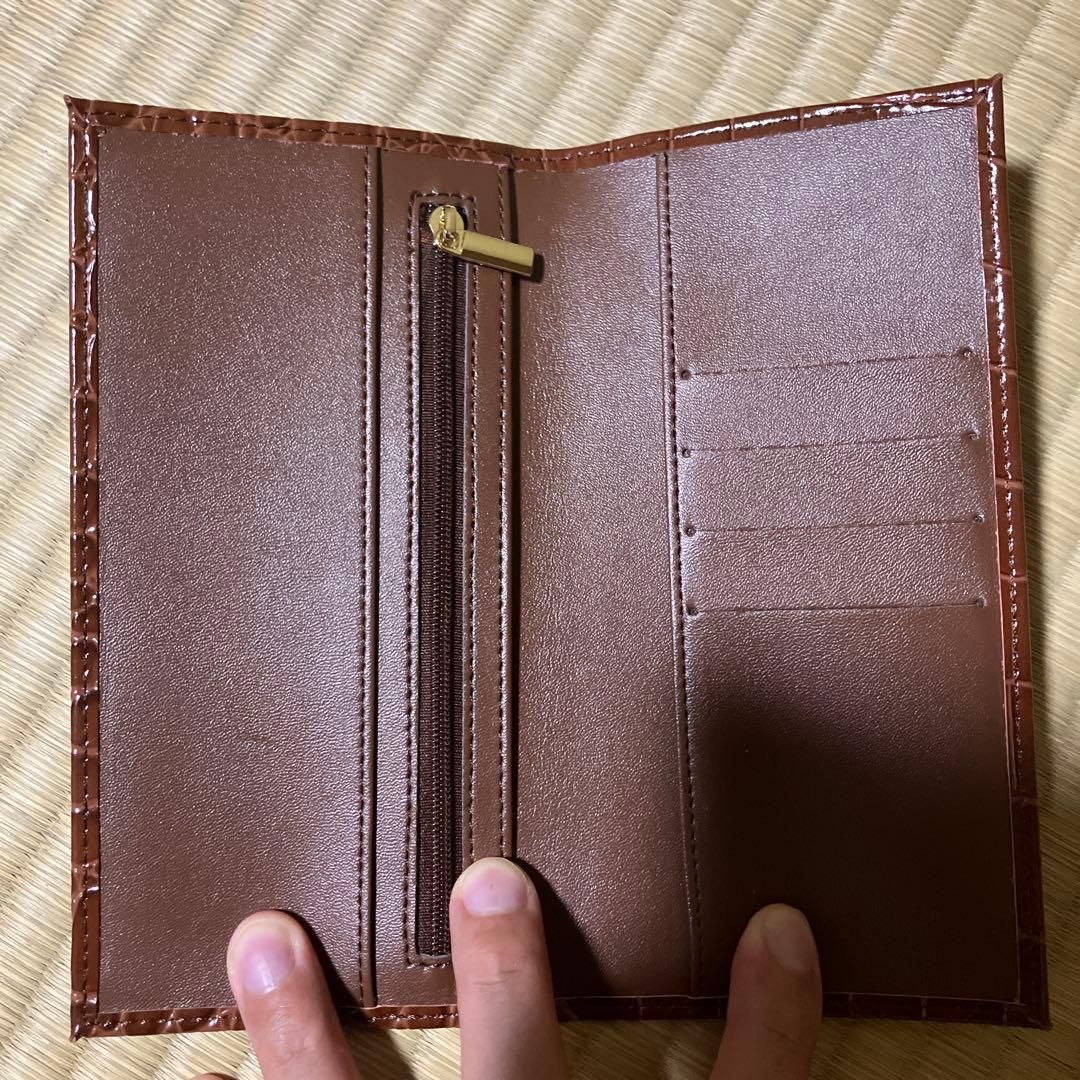 値下げ中】皇居限定 長財布 メンズ レディース クロコ調 ブラウン 新品