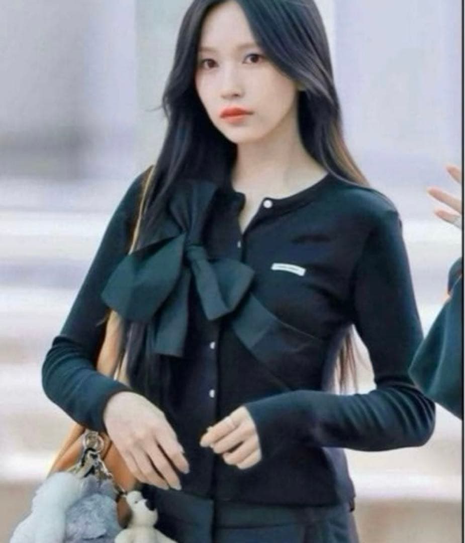 TWICEミナ着用 未開封 crank リボンニットカーディガン 黒 - メルカリ