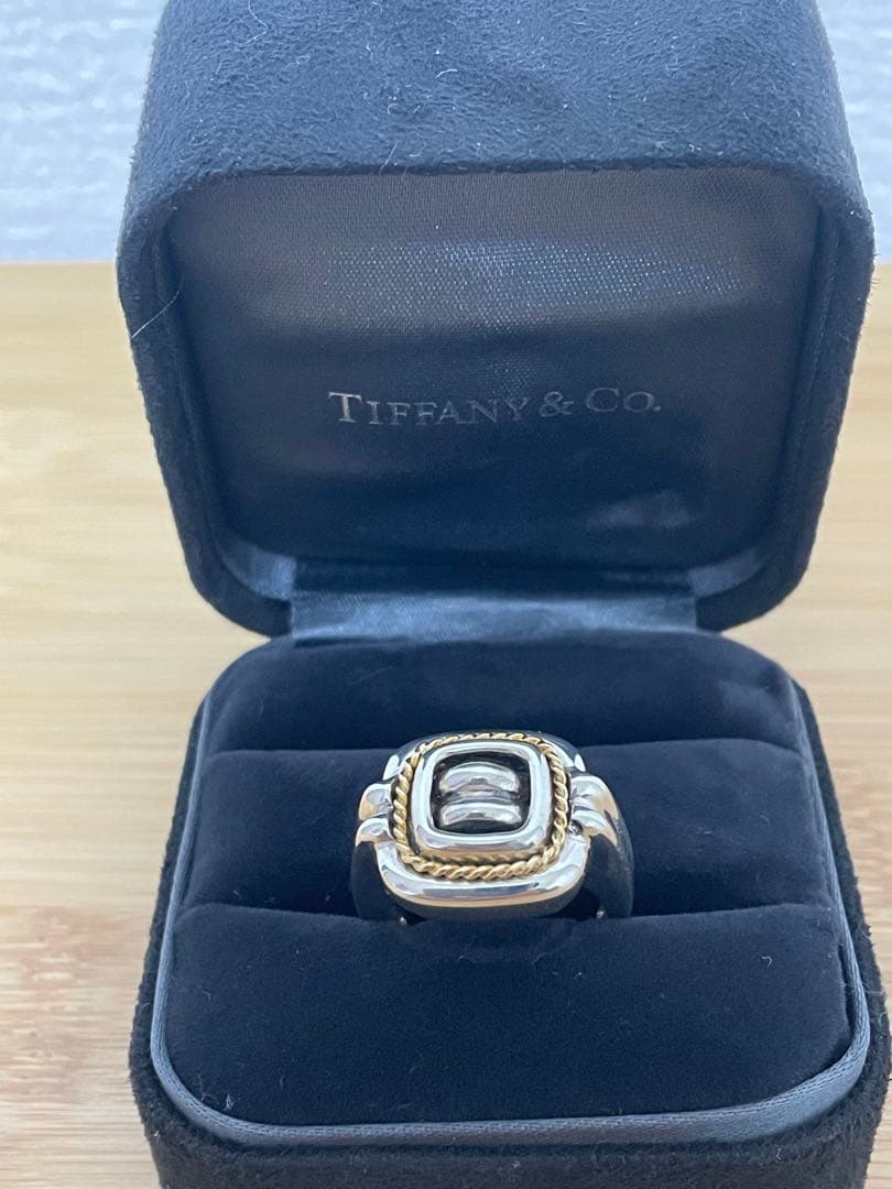 TIFFANY＆Co.ビンテージスクエアロープリング シルバー925 K18YG