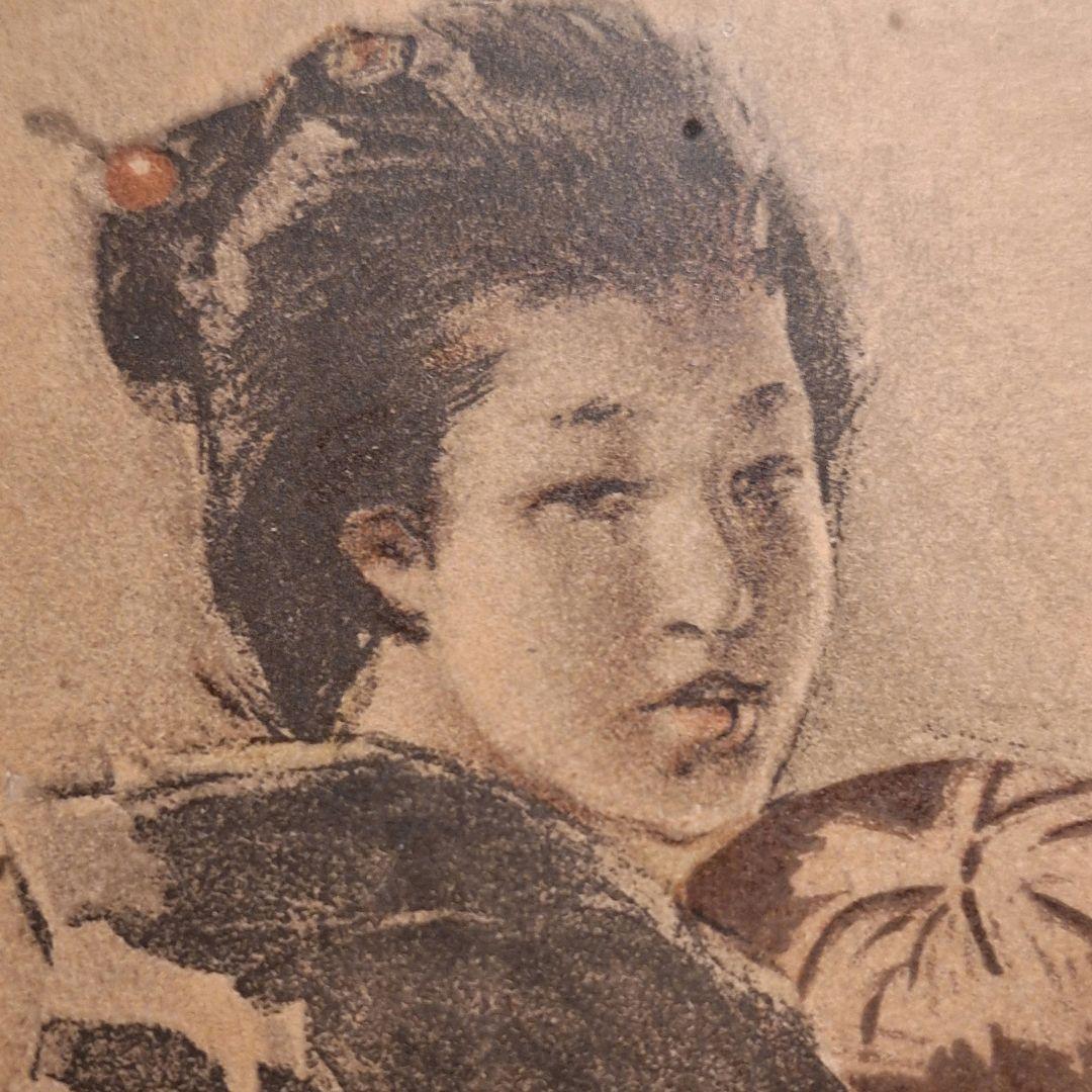 ロバートFブルムの木版画女性の肖像「The Musmee」サイン入1891年明治