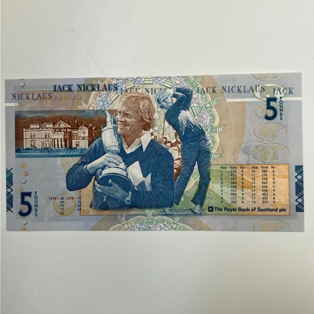 スコットランド王立銀行　ジャックニクラウス引退記念　5ポンド紙幣　新品未使用