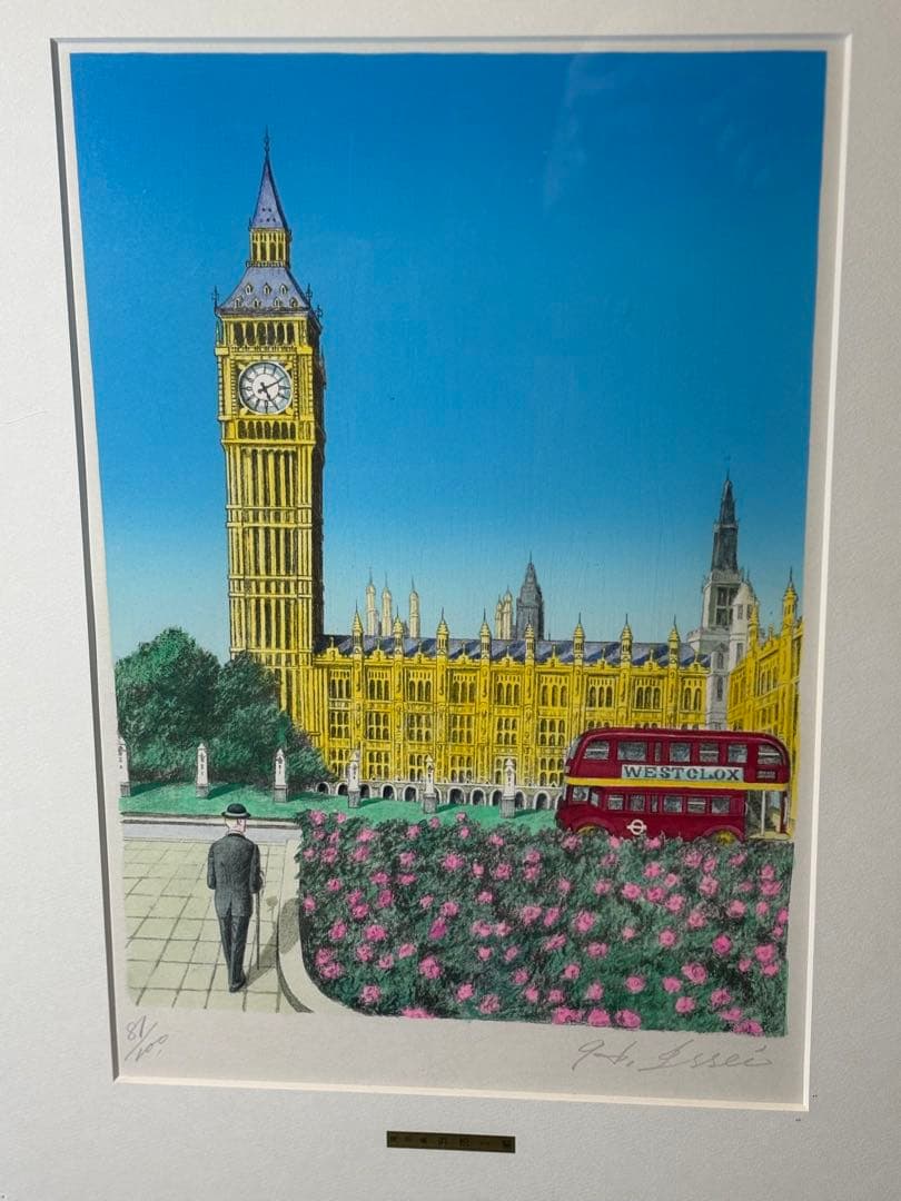 浜松一誓 無所属 「ビックベン(ロンドン)」 81100 リトグラフサイン有