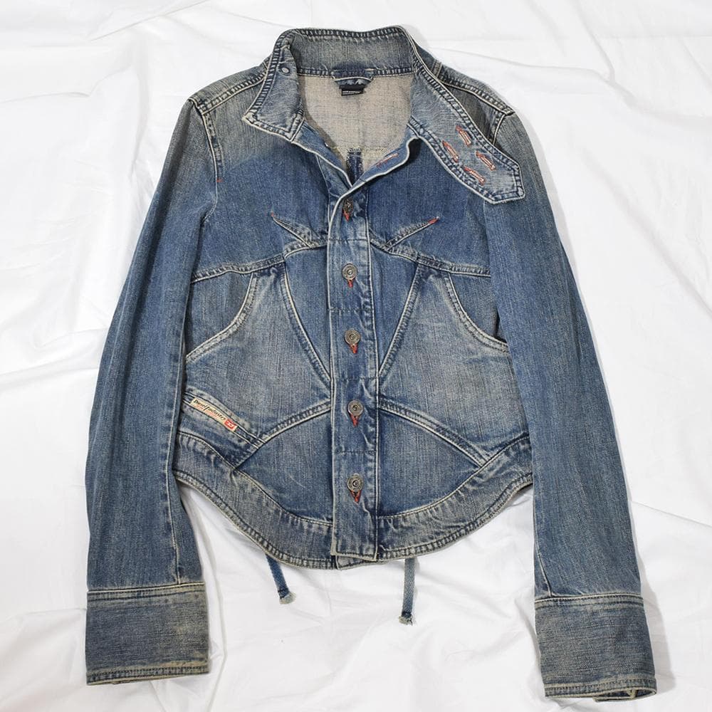 00's y2k archive diesel レースアップ デニムジャケット - メルカリ