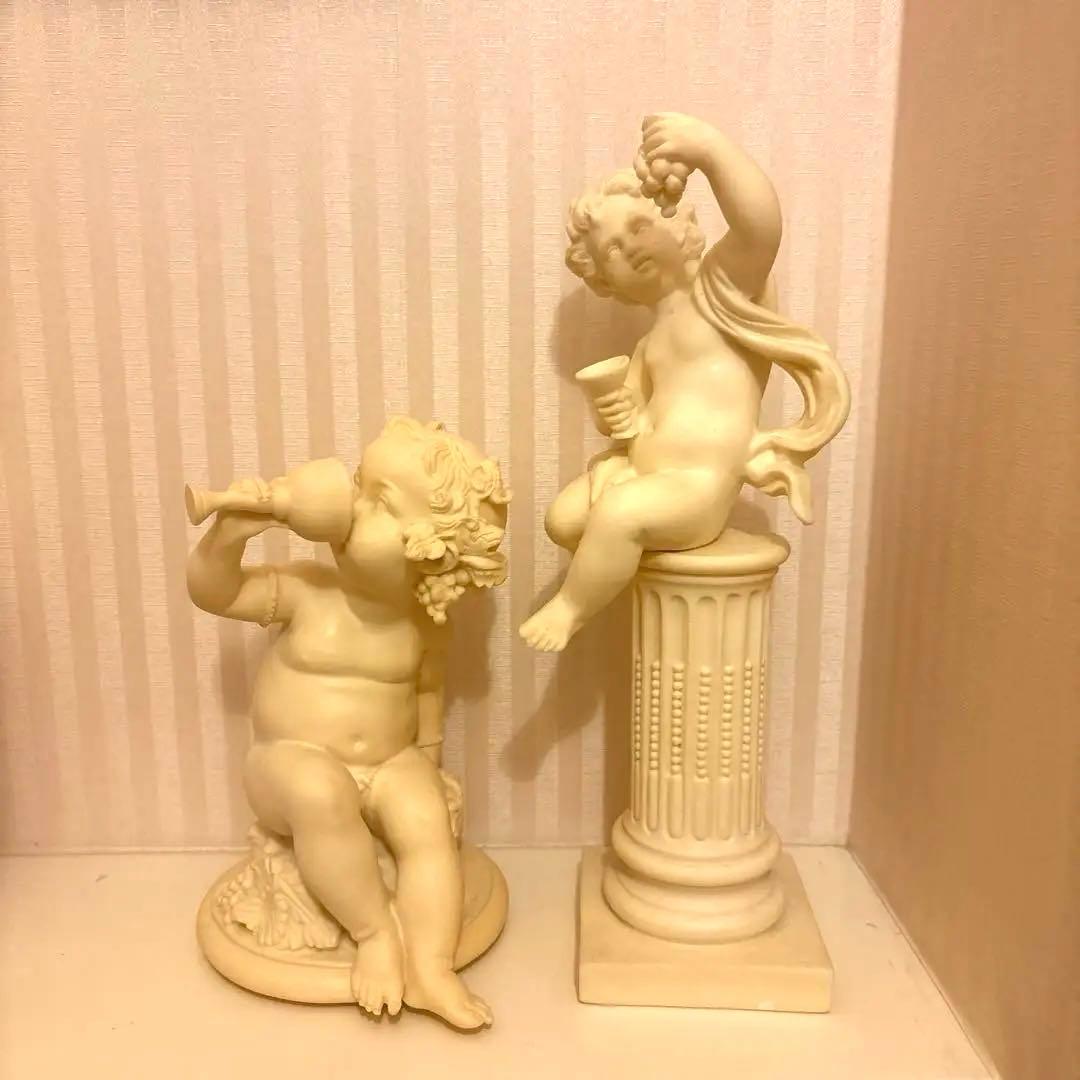 大理石彫刻　エンジェル　ぶどう　ワイン　アンティーク