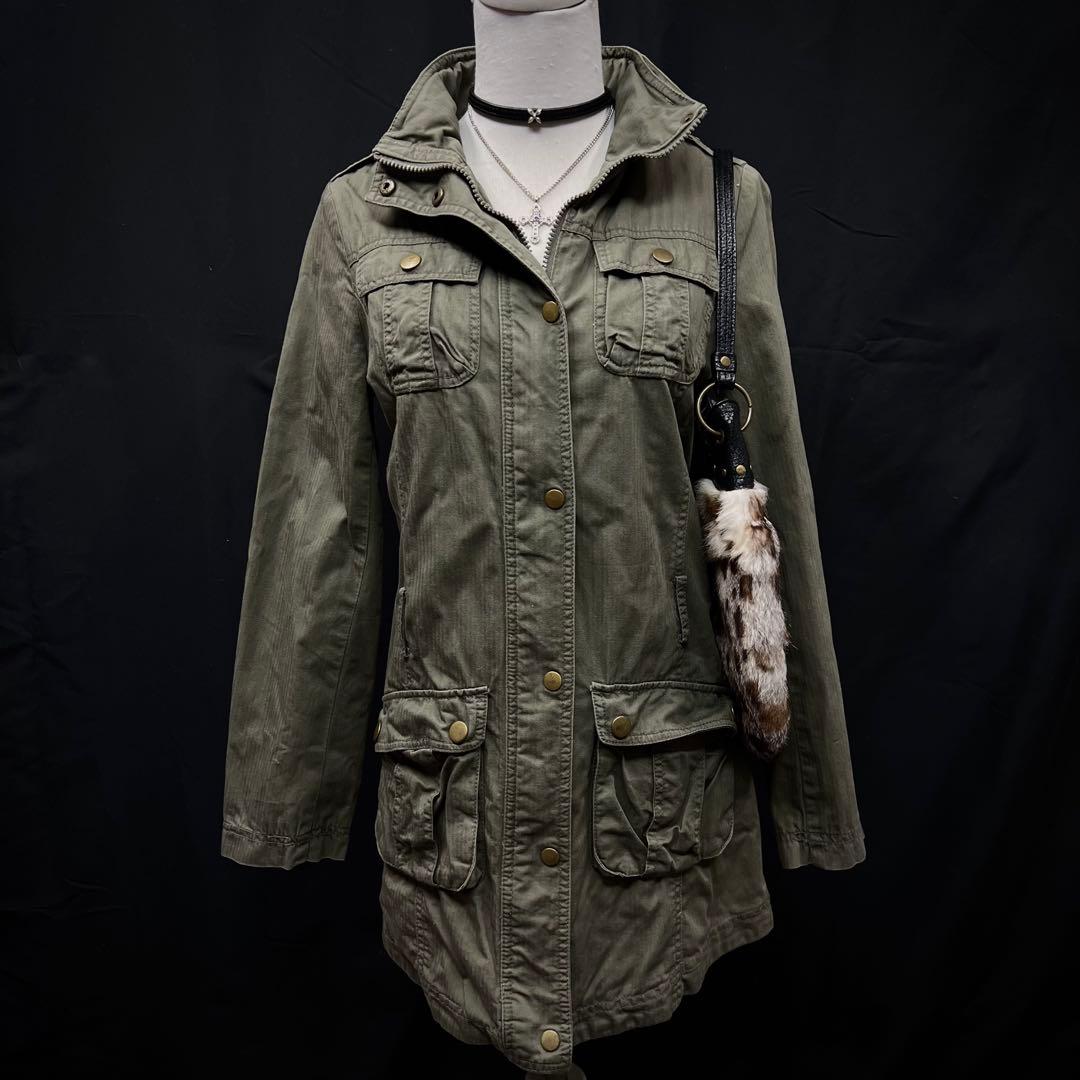 平成ギャル y2kグランジ ダークコア ミリタリージャケット ギミック