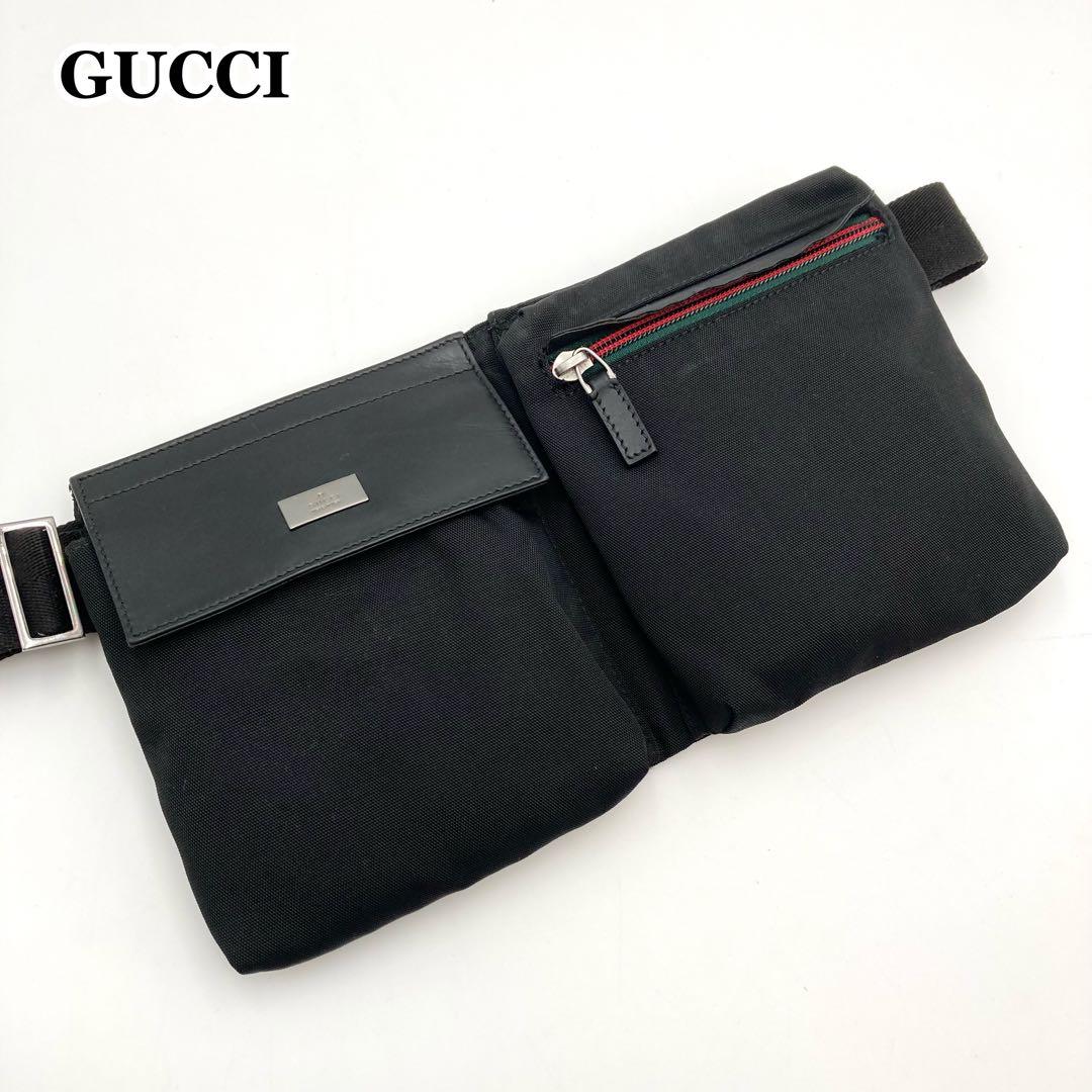 激レア！極美品✨ GUCCI ボディバッグ ナイロン 黒 シェリーライン