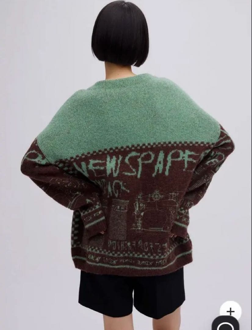 トップス Ameri NEWS PAPER JACQUARED KNIT TOP