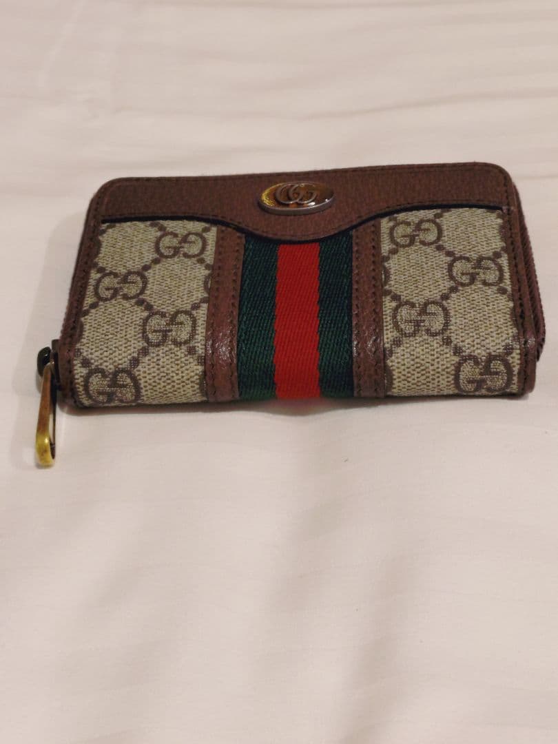 GUCCI グッチ ストライプ キャンバス ケース ベージュ×ブラウン