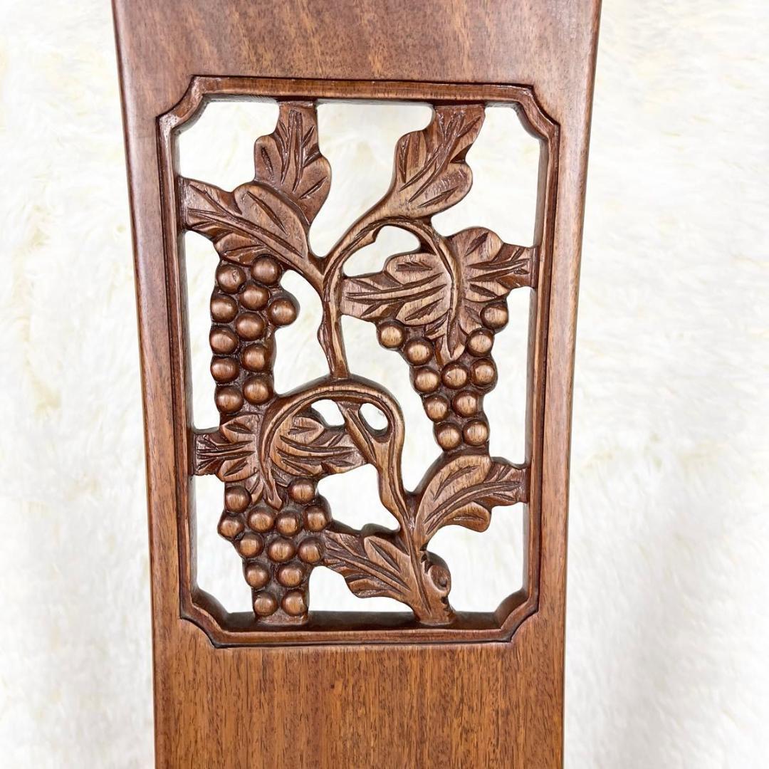 希少】花梨材角 アームチェアー 無垢 透かし彫り 唐木チェア