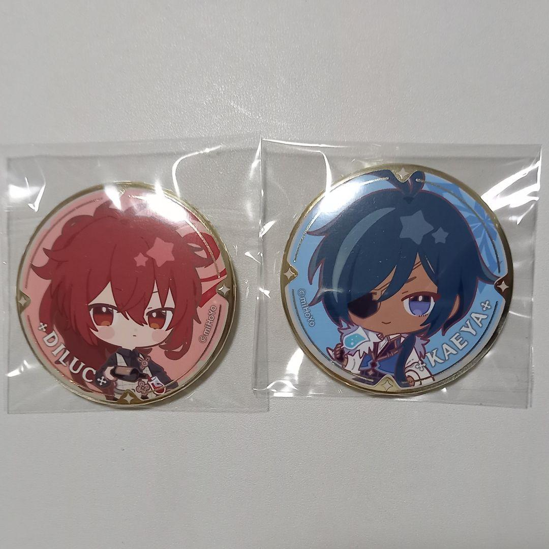 原神 スイパラ 缶バッジ ディルック ガイア ちびキャラ SD コラボ 限定