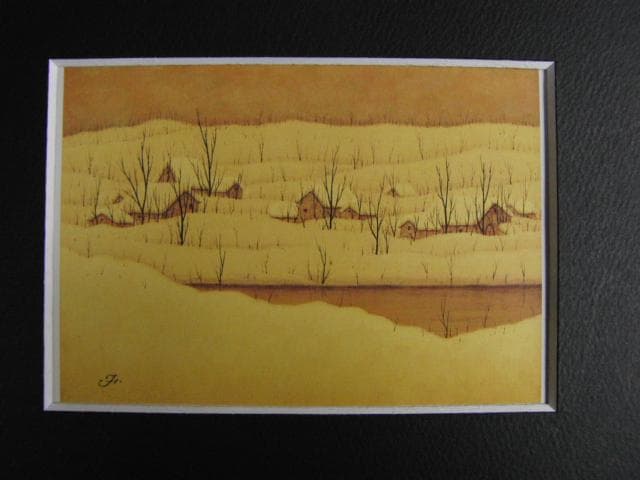 福井良之助、『雪景』、希少な画集より、新品高級額・額装付