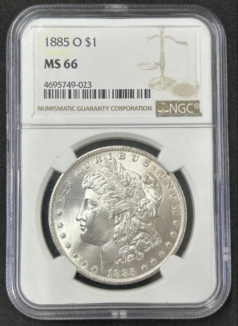 1885 O $1 モルガンダラー NGC MS66 アメリカ銀貨　高鑑定