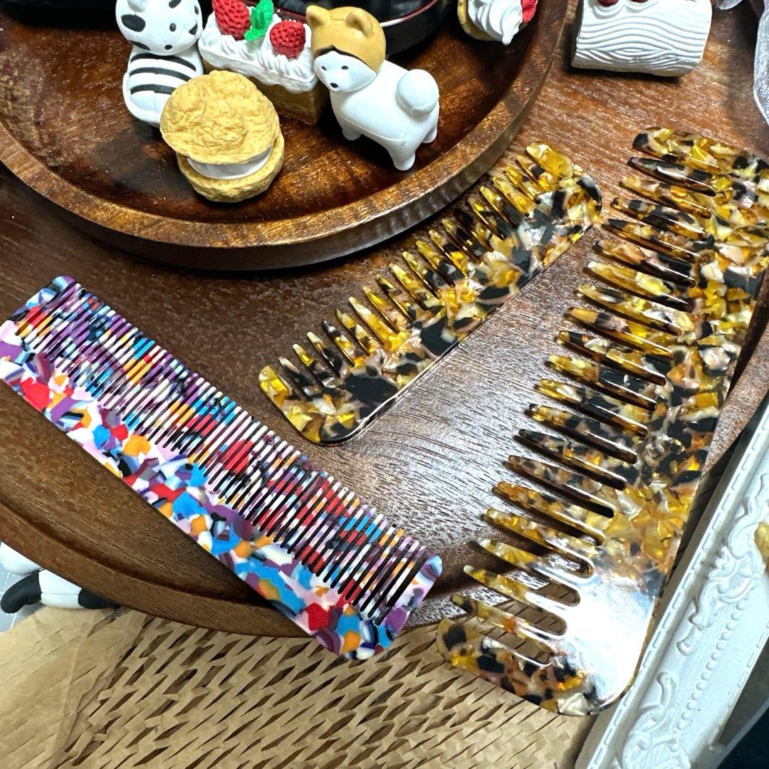 特価☆ヘアコーム65大きめスクエア型アセテートくしヘアコーム約15cm茶