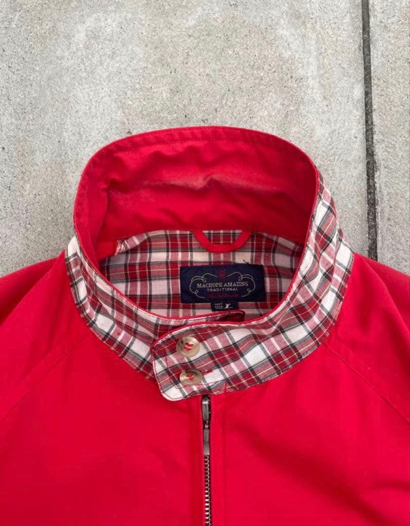 80s〜90s ハリントンジャケット 裏地チェック レッド スイングトップ