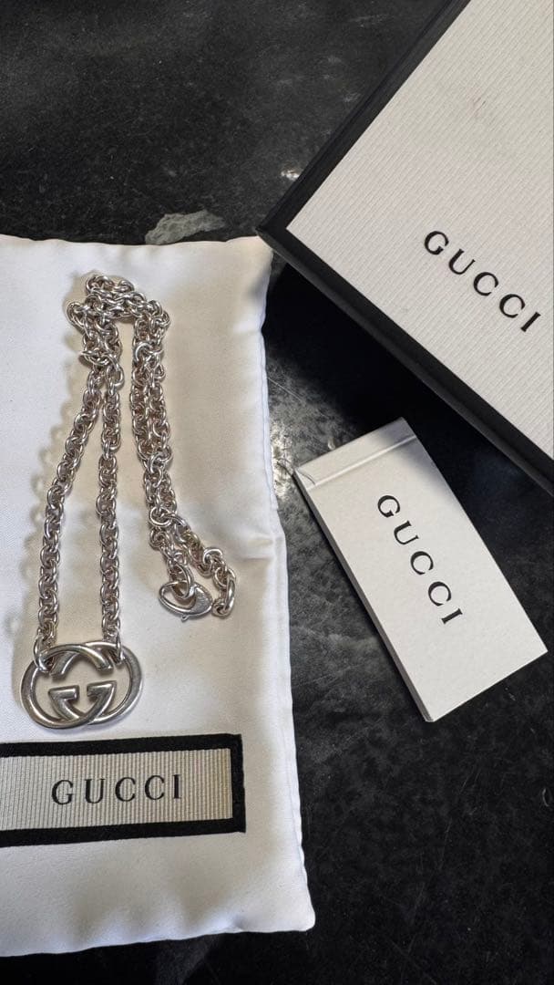 GUCCI シルバー ダブルGロゴ ネックレス - メルカリ