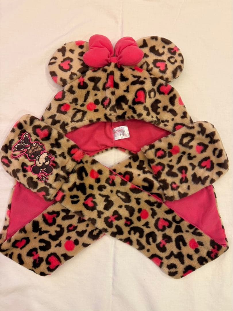 ディズニー ミニー マフラーキャップ ヒョウ柄 - メルカリ