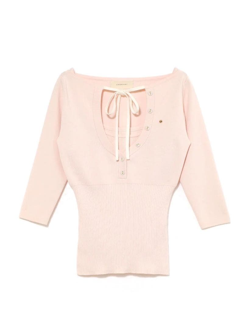 andmary Hein ribbon knit tops ピンク