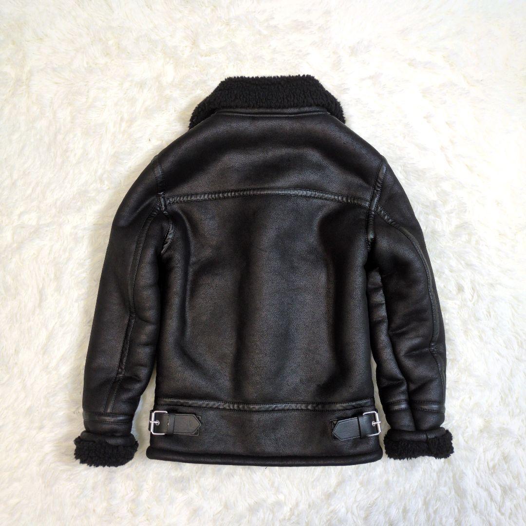 ZARA ザラ フェイク ムートン ライダース ジャケット ボア ブラック 黒