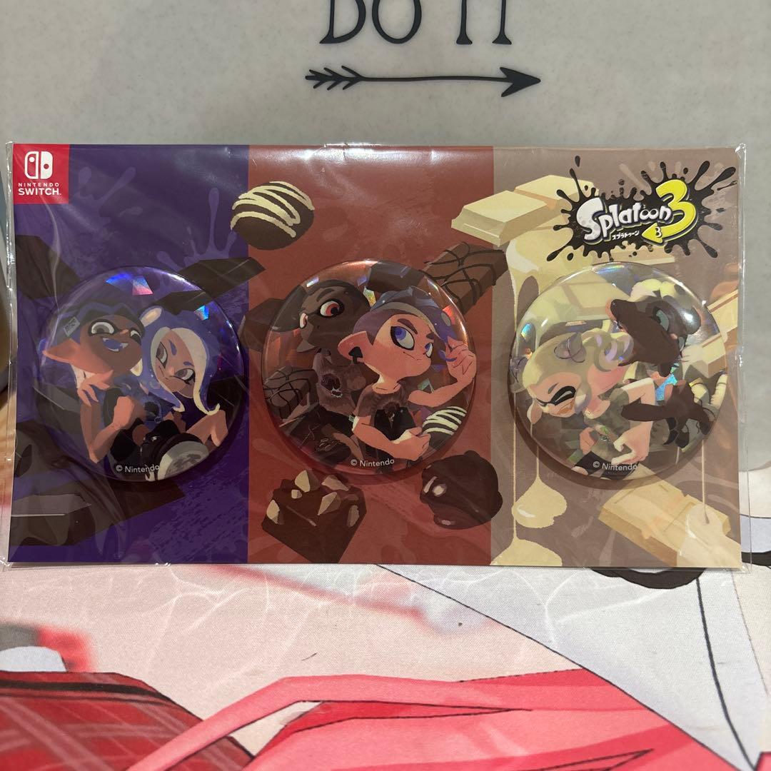 スプラトゥーン3、チョコレートフェス 限定缶バッチ3種セット