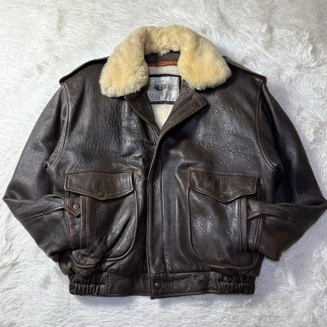 【90s】G-1 ラムレザー フライトジャケット L 襟ボア・ライナー付き完品