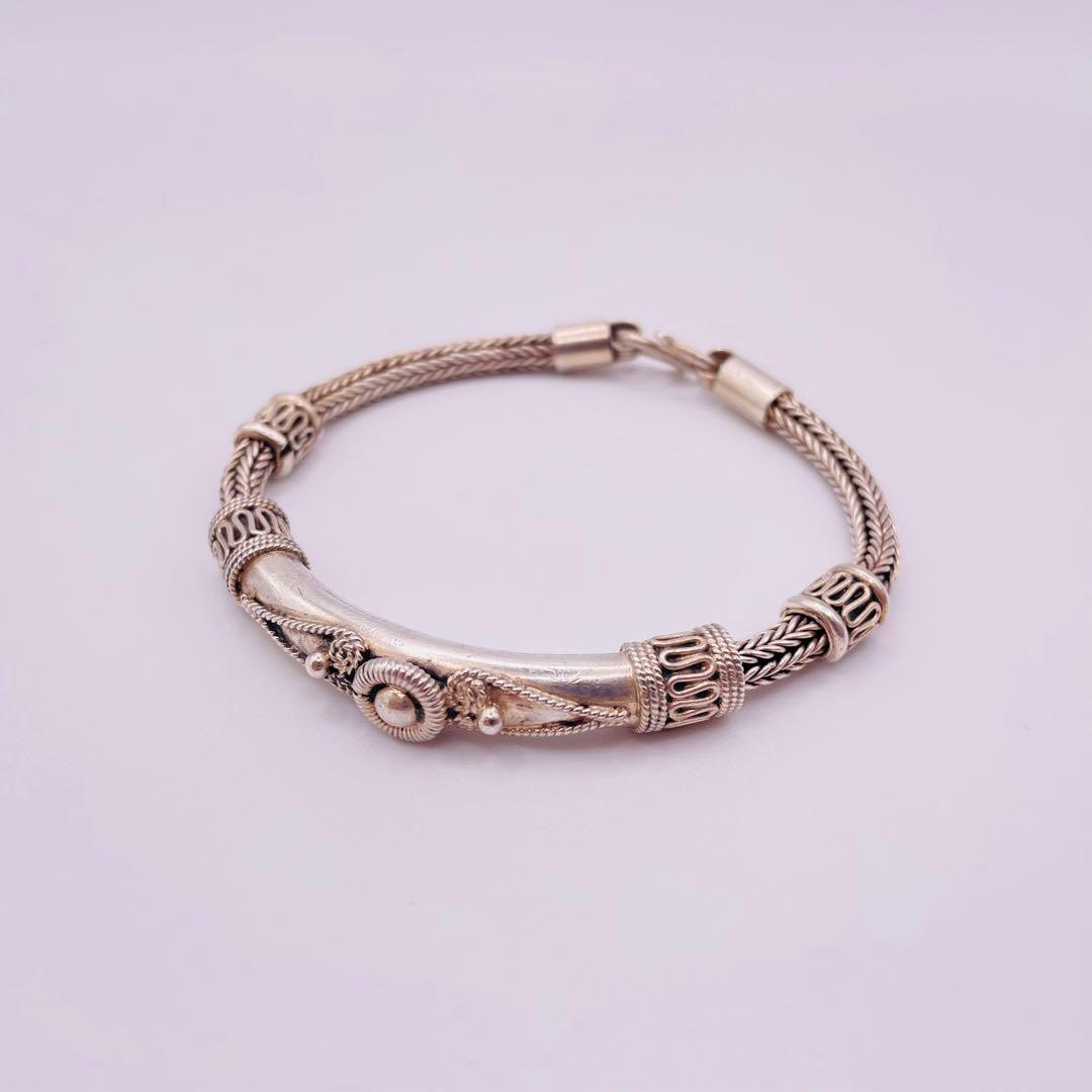 ヴィンテージ　シルバー925 アメリカ　トライバル ビザンチン ブレスレット