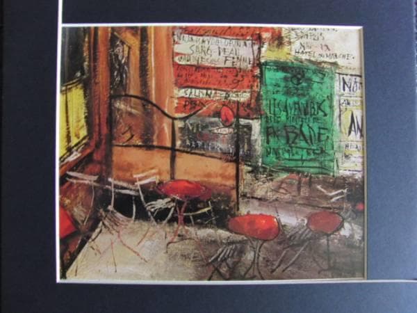 佐伯祐三 、カフェのテラス、画集画、額付