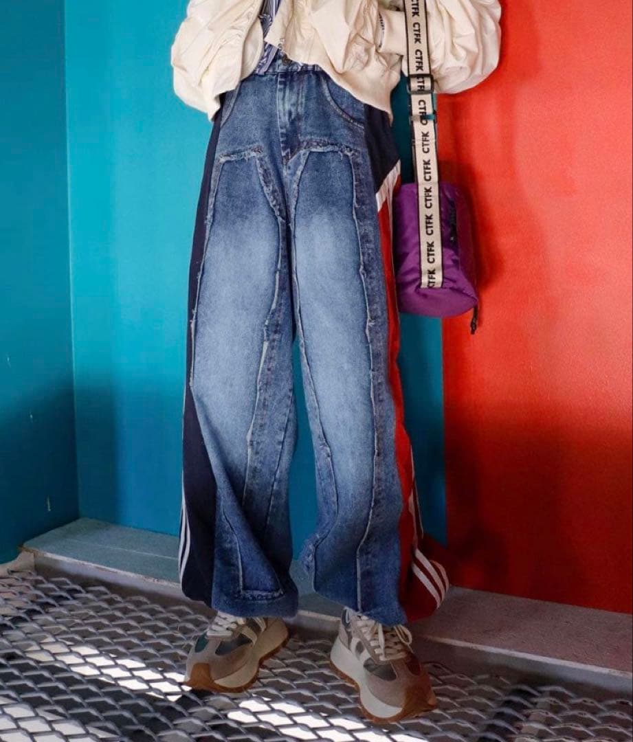 Three Four Time スリーフォータイム サイドスイッチデニムパンツ