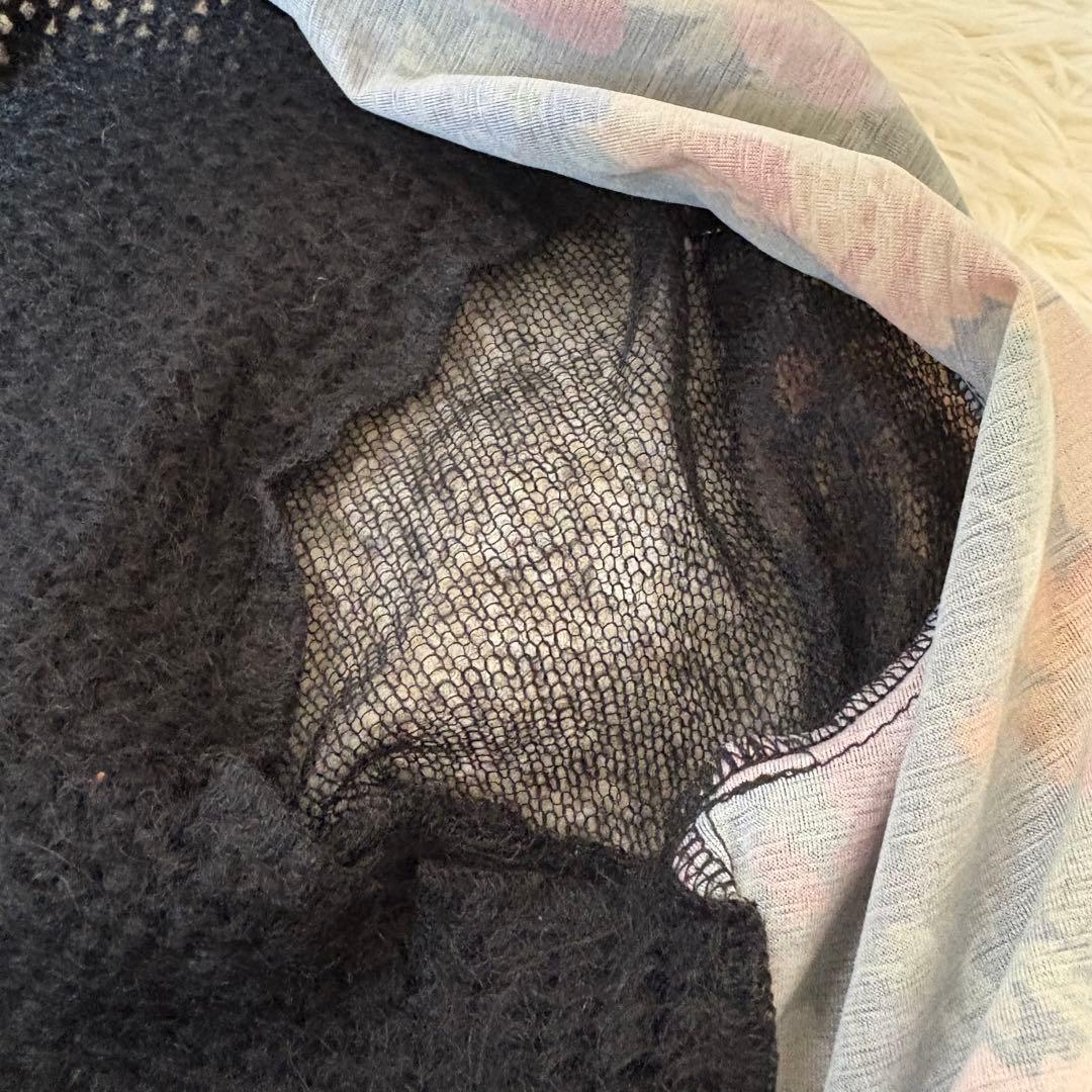 トリココムデギャルソンAD2013 花柄 切替え モヘア ニットシャツ S