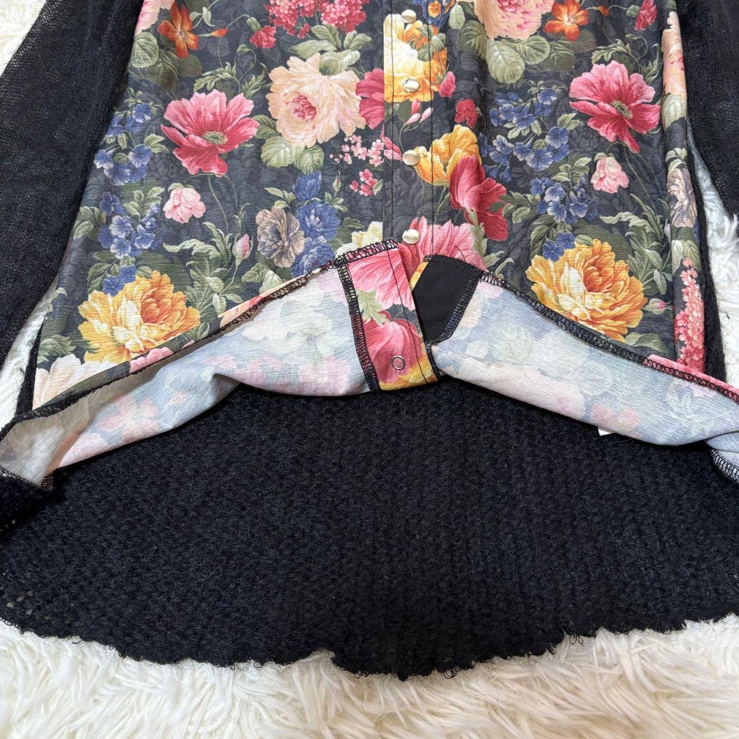 トリココムデギャルソンAD2013 花柄 切替え モヘア ニットシャツ S